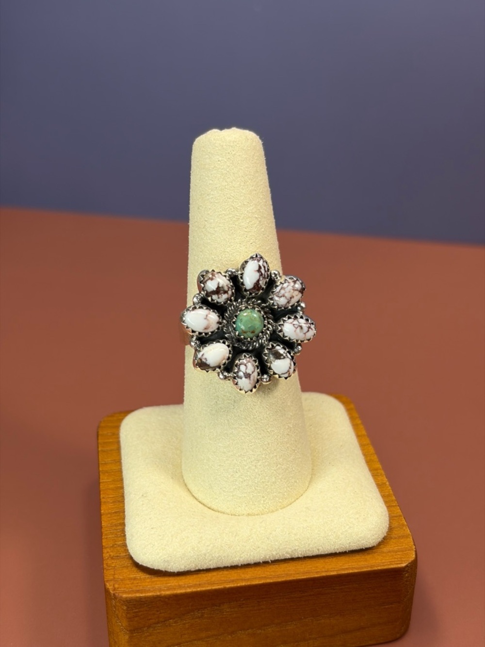 925 Sterling Silver Wild Horse Emerald Valley Cluster Ring